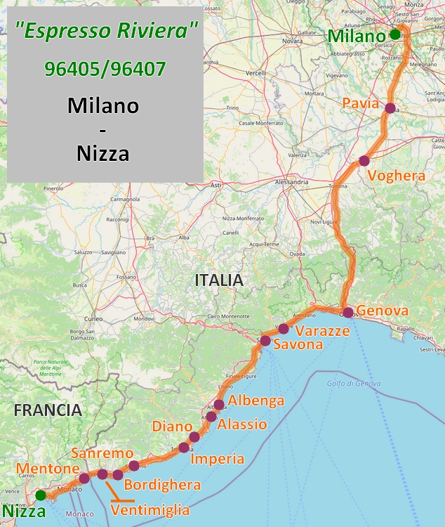 Mappa percorso Espresso Riviera